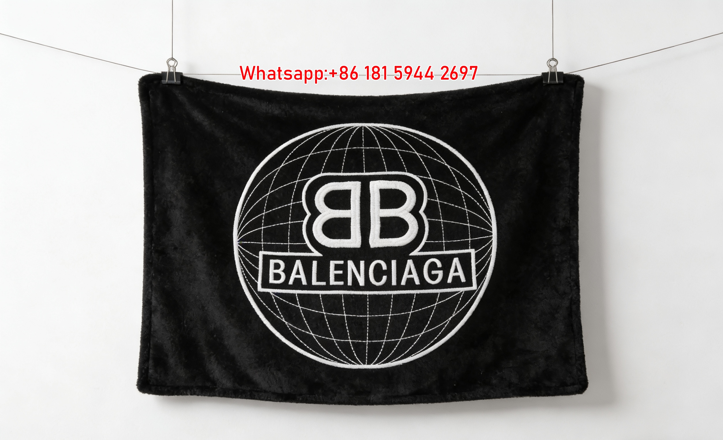 BALENCIAGA Globe BB Logo Flannel Sofa Throw Blanket for Wall Decor BA060